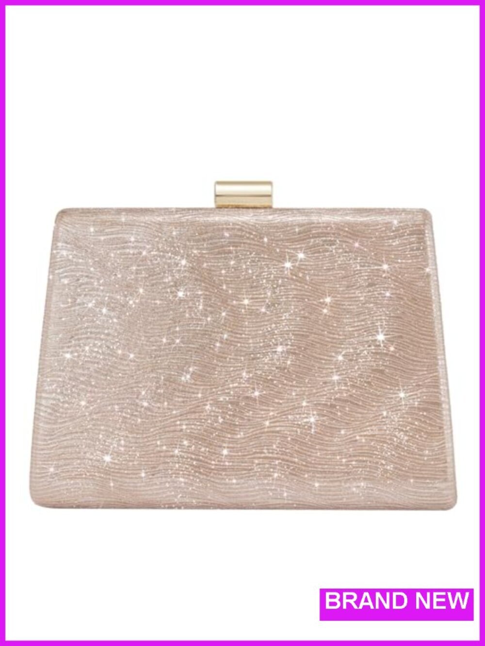 Sparkly Clutch Evening Bag with Detachable Chain, Glitter PU Leather Box Clutch
